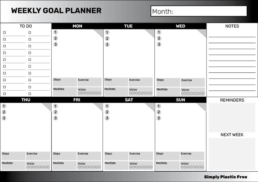 7 Day Weekly Planner Printable Downloadable PDF